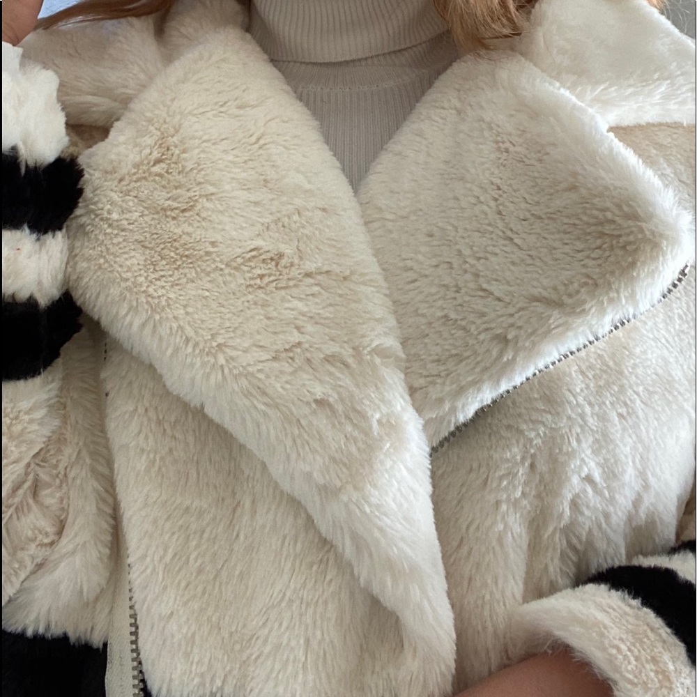 white and black fur coat!